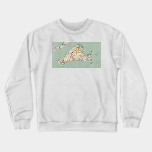 Vintage Map of Martha's Vineyard MA (1917) Crewneck Sweatshirt by Bravuramedia